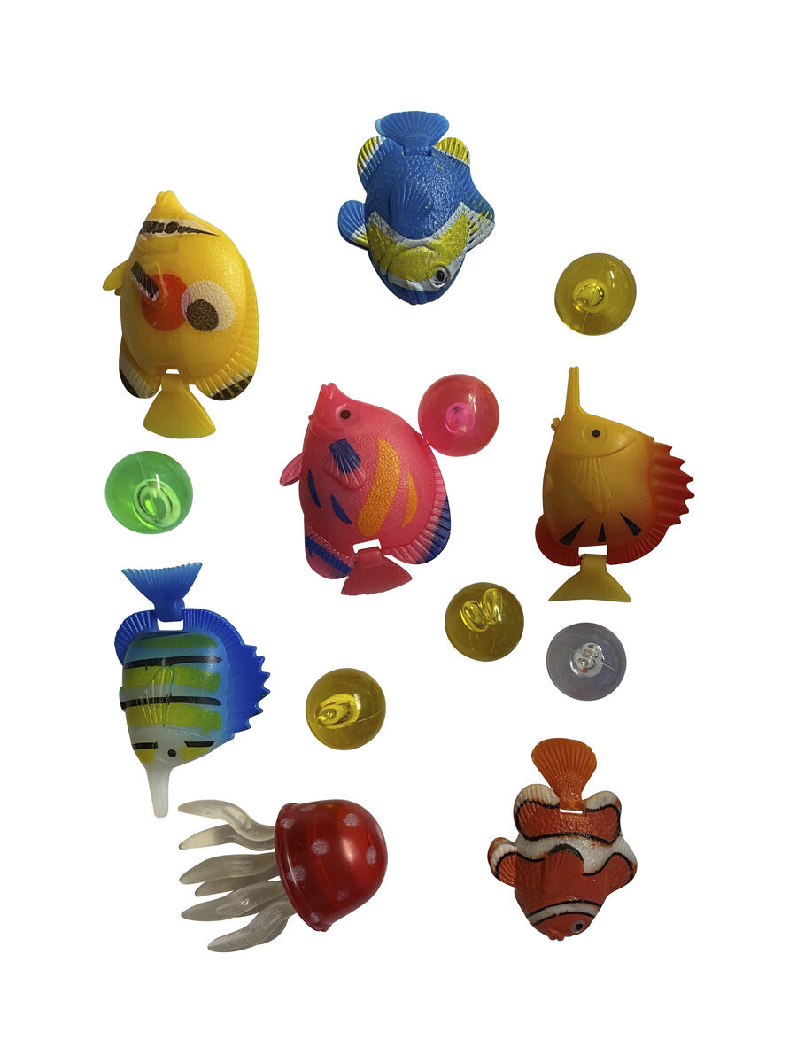 Bubbelrör tillbehör, fiskar 6st. och bollar 6st.