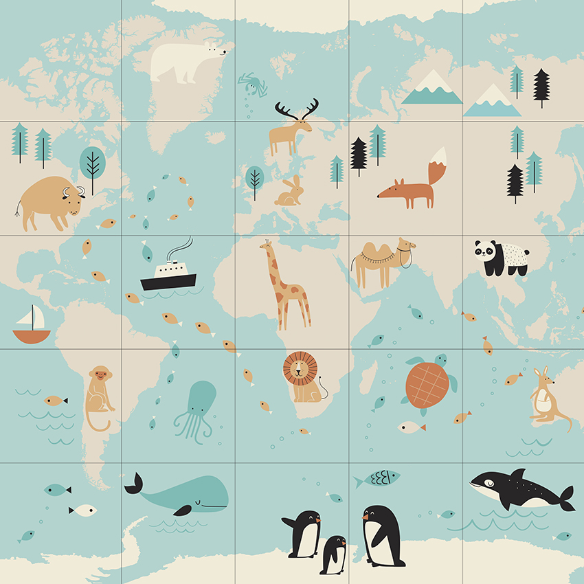 Blue-Bot/Bee-Bot matta Världen, 75x75 cm