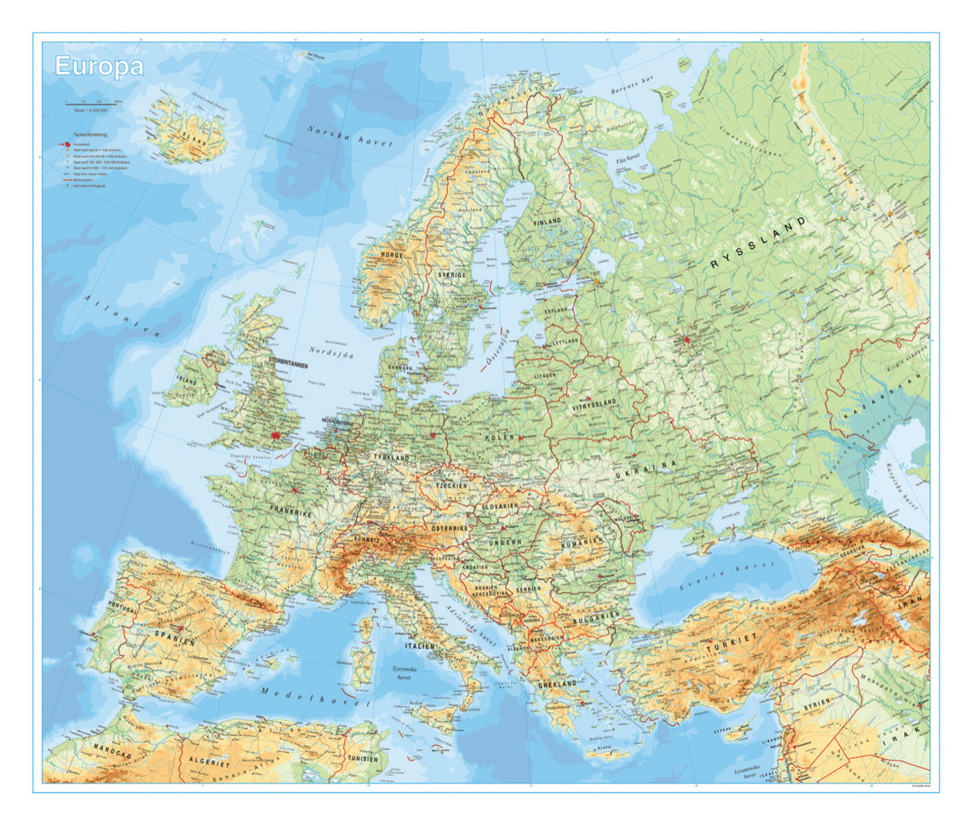 Europakarta skala 1:5,5 milj.