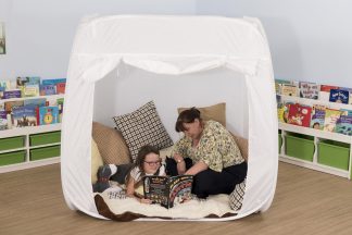 Vitt popuptält för projicering