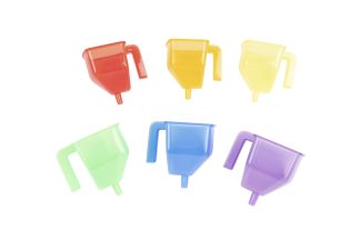 Skopor med tratt, transparent färgade 6st