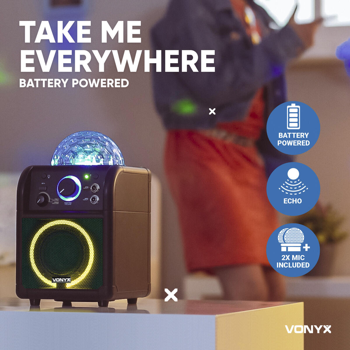 Högtalare med ljusshow och mikrofon - Bild 3