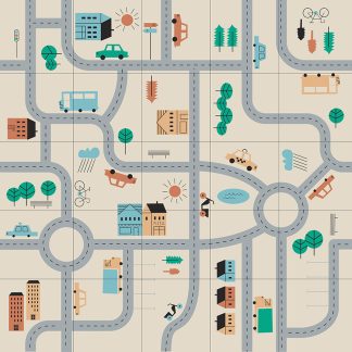 Blue-Bot/Bee-Bot matta Väg, 75x75 cm