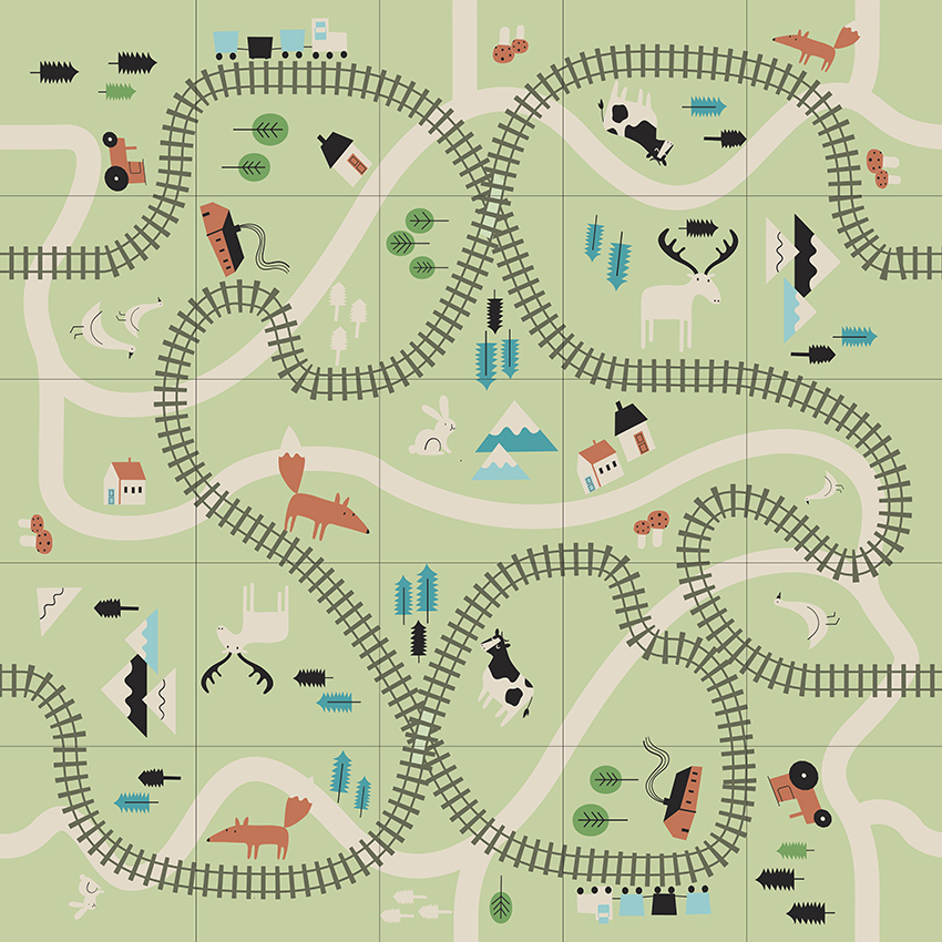 Blue-Bot/Bee-Bot matta Järnväg, 75x75 cm - Bild 2